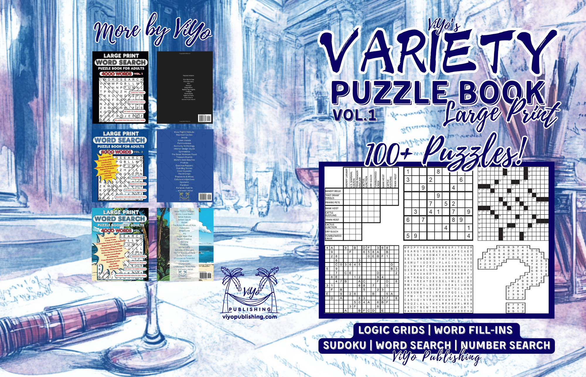 ViYo Publishing Large Print Variety Puzzle Book for Adults (Vol. 1)