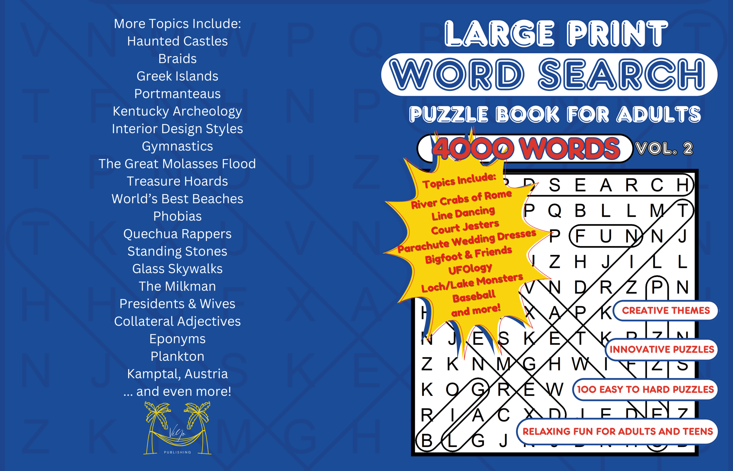 ViYo Publishing Large Print Word Search Puzzle Book for Adults (Vol. 2) 4000 Words!